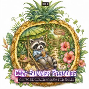 Cozy Summer Paradise – Printable Coloring Pages for Adults (Digital PDF)