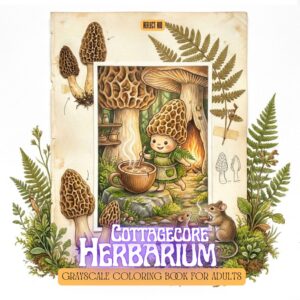 Cottagecore Herbarium – Printable Coloring Pages for Adults (Digital PDF)