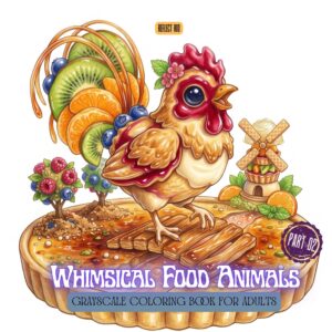 Whimsical Food Animals 2 – Printable Coloring Pages for Adults (Digital PDF)