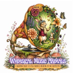 Whimsical Music Animals – Printable Coloring Pages for Adults (Digital PDF)