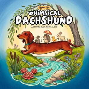Whimsical Dachshund – Printable Coloring Pages for Adults (Digital PDF)